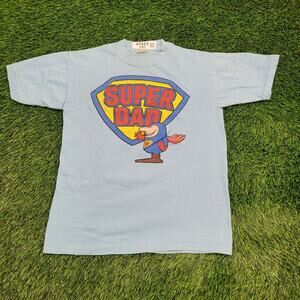 Vintage 80s DAD Shirt S/M 19x24 Super-Dad Blue
